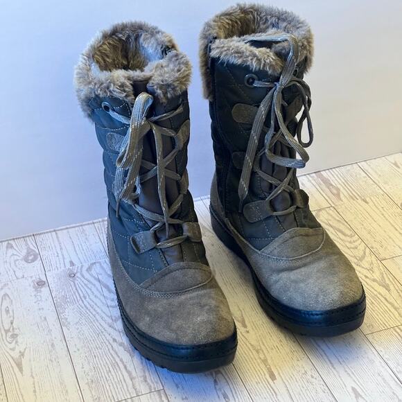 Baretraps Women’s 8M Winter Boots Gray Faux Fur Waterproof Lace Up Snow Boots - Picture 12 of 16